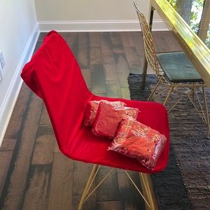 4 red wine chair cover like velvet